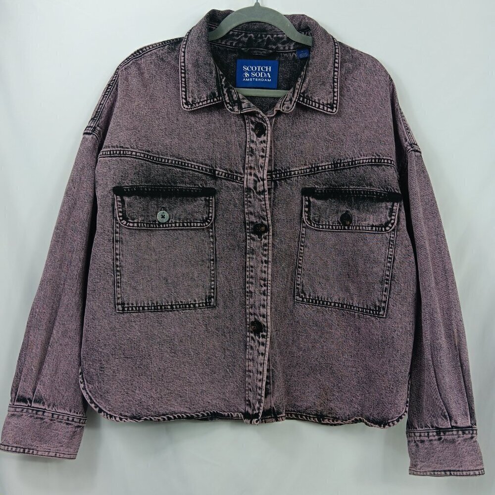 SCOTCH & SODA Jacket Womens Large Trunker Purple Oversize Shacket Shirt
